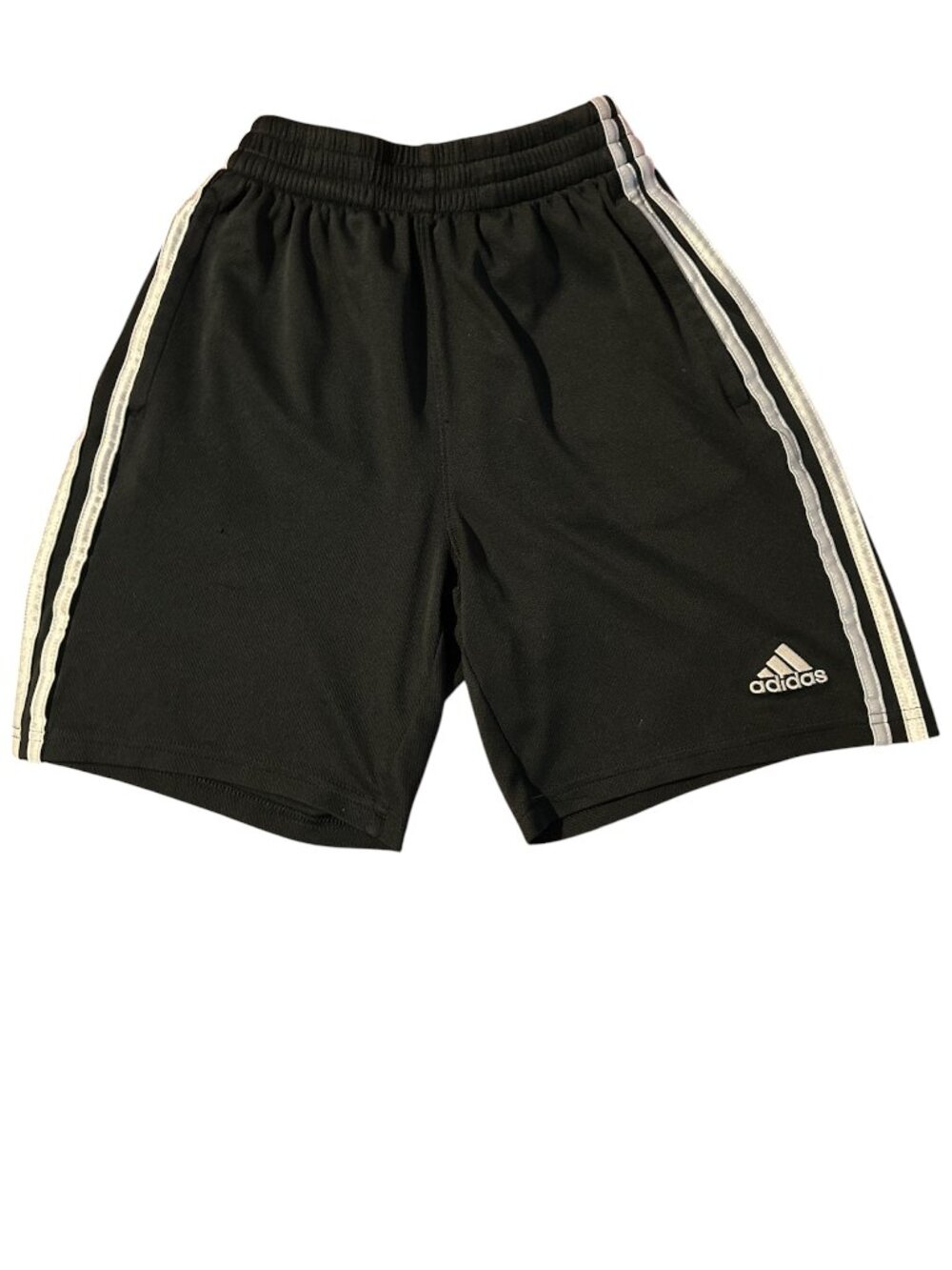 🖤 Adidas Boys Athletic Shorts Size M (10/12) Black w/ White Stripes
